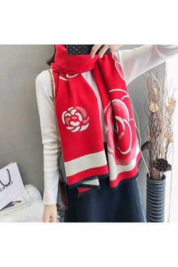 Femmes Cachemire Écharpe Hiver Pashmina Chaud Châles et Wraps Lady Imprimer Épais Couverture Cou Foulards Bufanda Color : A 