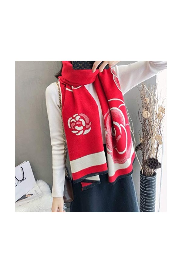 Femmes Cachemire Écharpe Hiver Pashmina Chaud Châles et Wraps Lady Imprimer Épais Couverture Cou Foulards Bufanda Color : A 