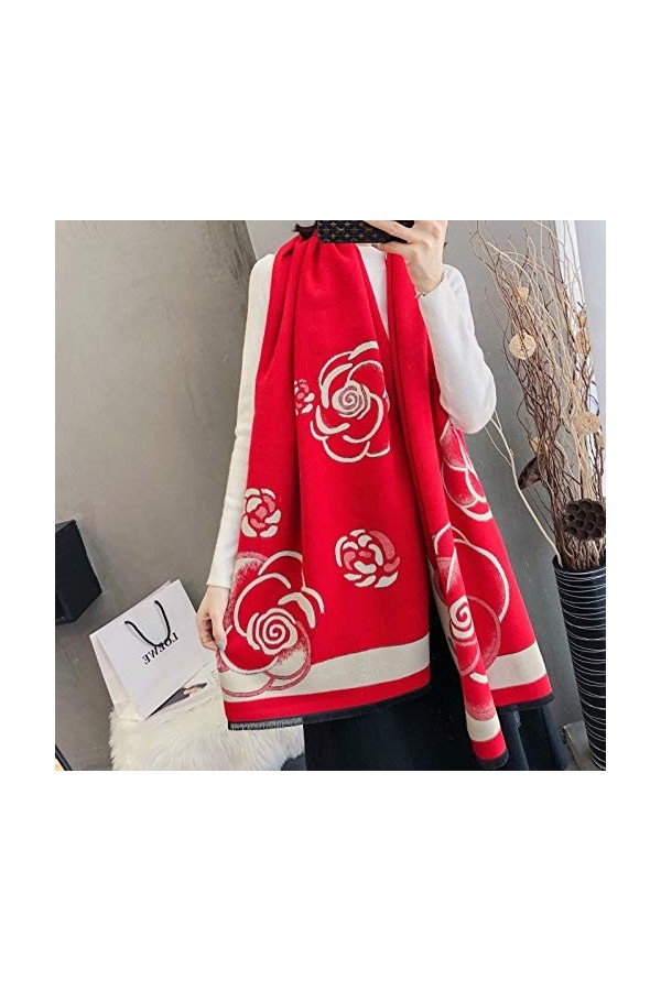 Femmes Cachemire Écharpe Hiver Pashmina Chaud Châles et Wraps Lady Imprimer Épais Couverture Cou Foulards Bufanda Color : A 