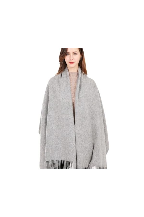 Écharpe châle en laine épaisse pour femme, écharpe chaude à pompon Pashmina pour lhiver