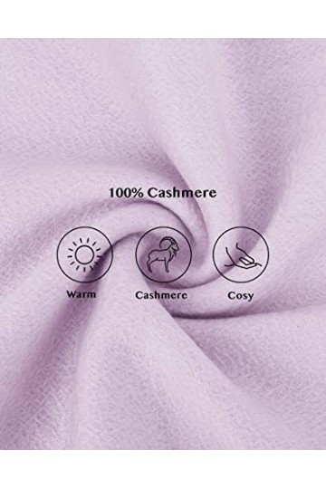 SEECOSY Écharpe pashmina 100 % pur cachemire - Écharpe classique chaude et douce, cadeau pour homme et femme, Rose pervenche