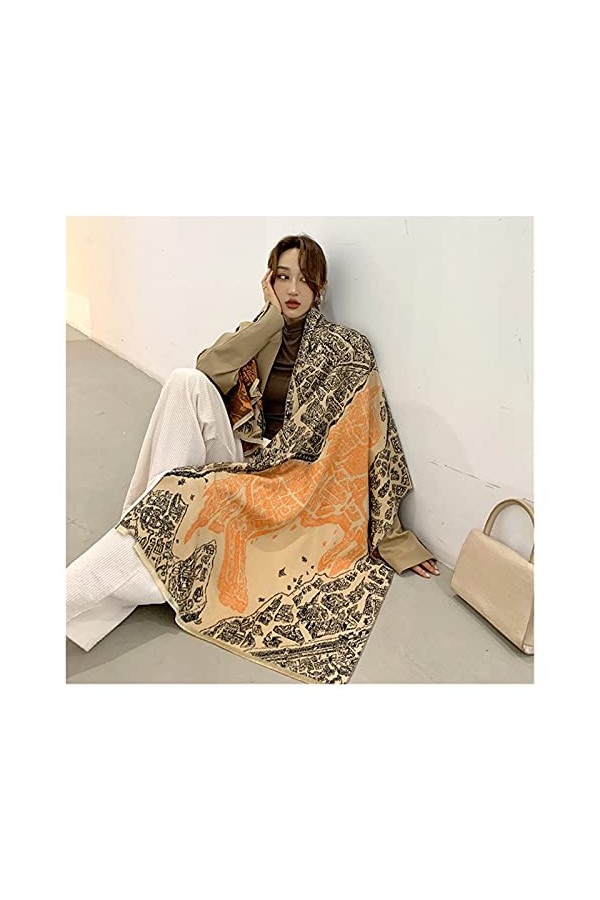 Écharpe Imprimé Floral Écharpe pour Femmes Écharpe Cachemire Pashmina dhiver Chaud Châles Femme Couverture Épaisse Wraps Fou