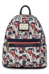 Loungefly Disney Mickey Minnie Mouse Mini Backpack Handbag AOP Red Navy