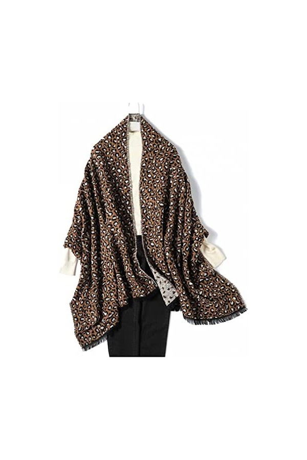 Tbkoly Châle à la Mode Écharpes Poncho Écharpe, châles en Cachemire for Femmes for Dame Maille imprimé léopard épais Chaud Co