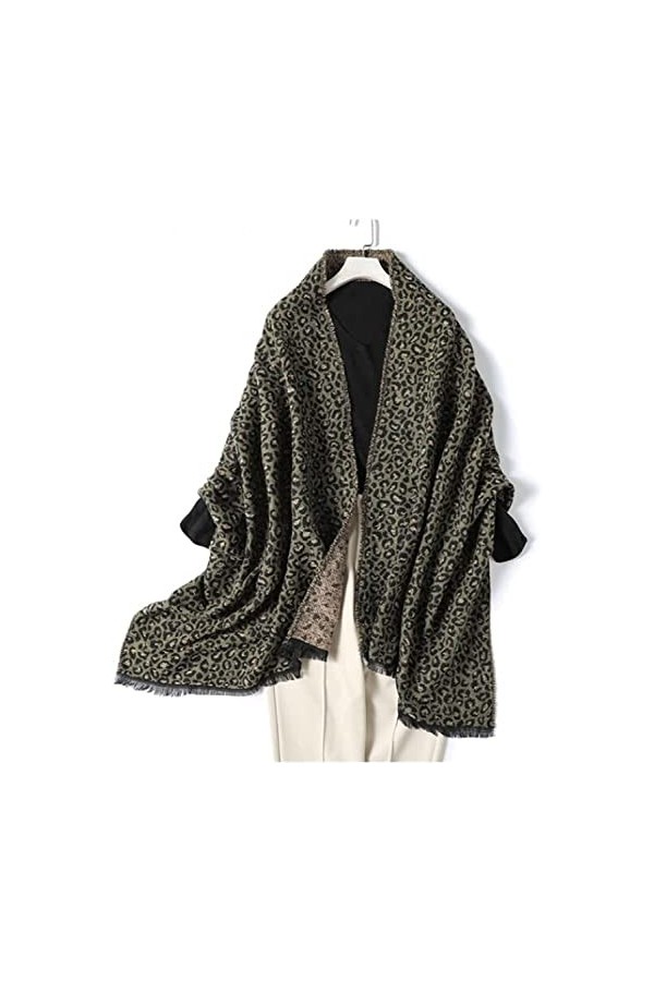 Tbkoly Châle à la Mode Écharpes Poncho Écharpe, châles en Cachemire for Femmes for Dame Maille imprimé léopard épais Chaud Co