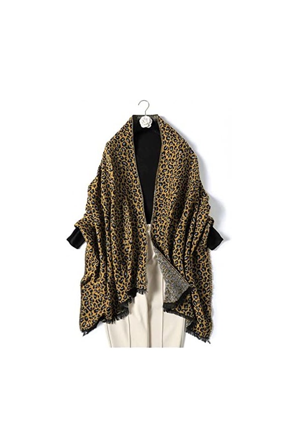 Tbkoly Châle à la Mode Écharpes Poncho Écharpe, châles en Cachemire for Femmes for Dame Maille imprimé léopard épais Chaud Co