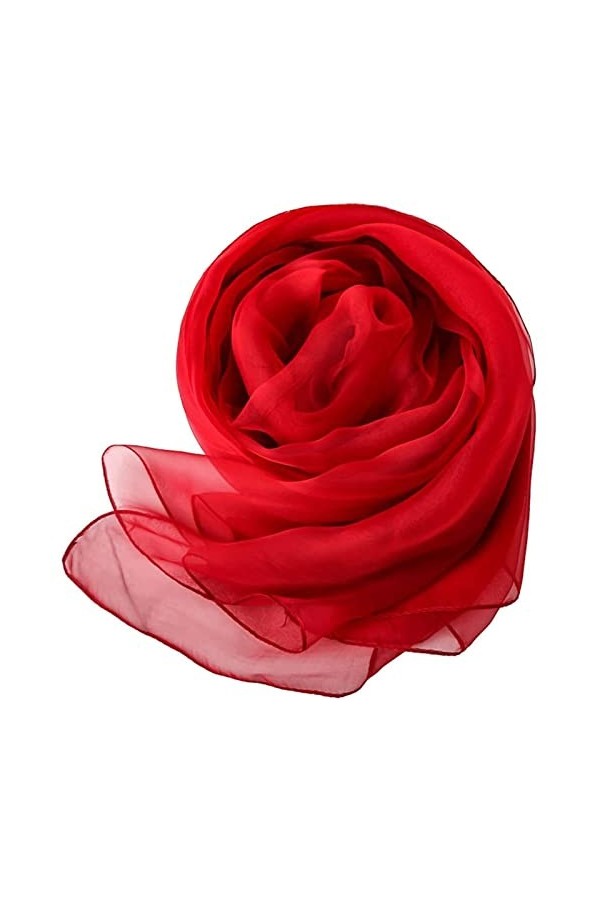 ABGRC Écharpe Écharpe en Soie de mûrier, châle étole en Voile Doux uni pour Femmes, écharpes au Design élégant et à la Mode, 