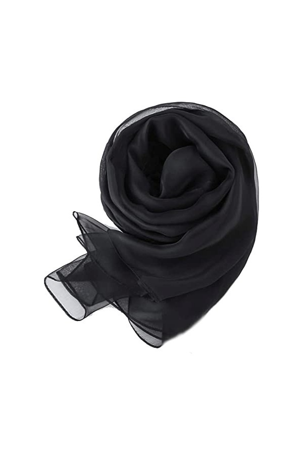 ABGRC Écharpe Écharpe en Soie de mûrier, châle étole en Voile Doux uni pour Femmes, écharpes au Design élégant et à la Mode, 