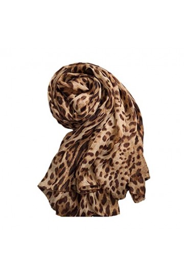 YIOLEAMP Écharpe en soie léopard classique pour dames, écharpe 100% soie pour femmes, long châle pour printemps automne hiver