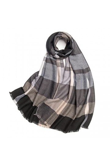 Foulard en Soie, Foulards dhiver Doux et Chauds en Laine Châle Dames Tartan à Carreaux Écharpe Couverture pour Femmes Coule