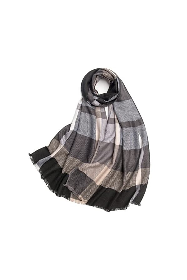 Foulard en Soie, Foulards dhiver Doux et Chauds en Laine Châle Dames Tartan à Carreaux Écharpe Couverture pour Femmes Coule
