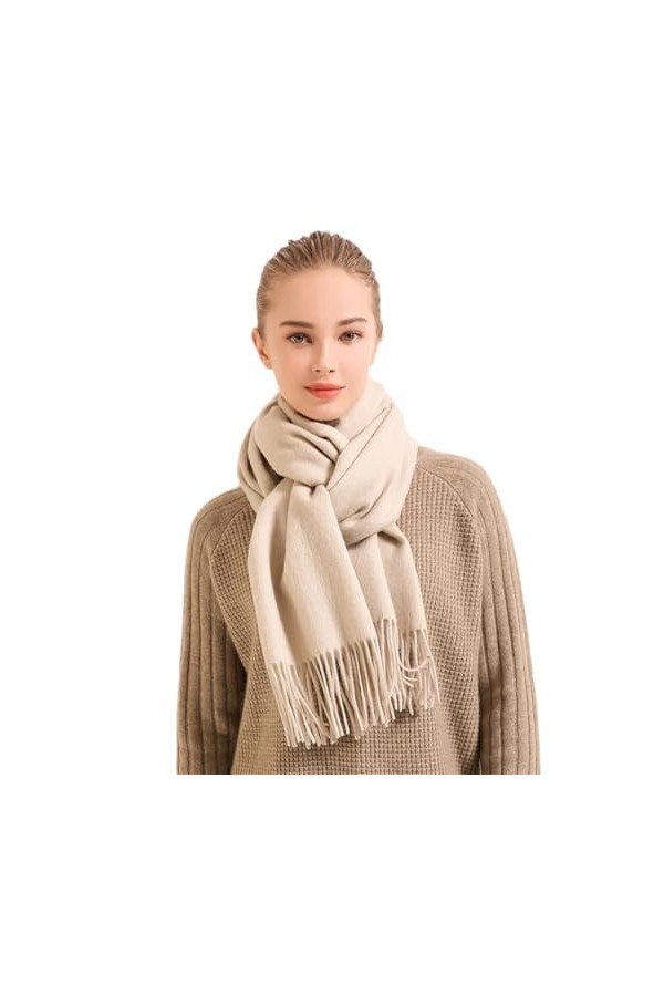 Hdhdeueh Écharpe classique en laine pour femme avec pompons, rouge foncé, taille unique