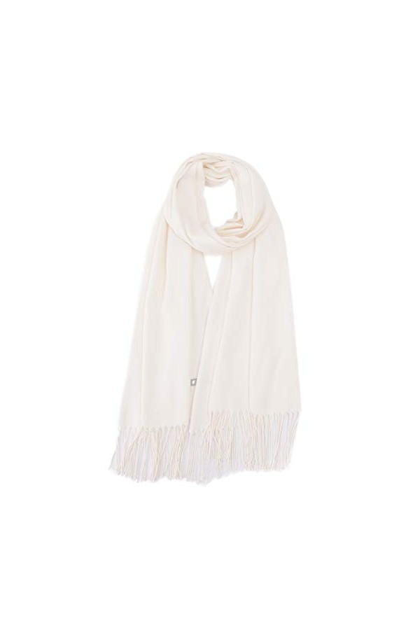 Cindy & Wendy Grand châle pashmina en cachemire doux et soyeux pour femme dans des couleurs unies, Blanc pur, taille unique