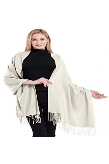 CJ Apparel 100% cachemire 2 plis écharpe secondes pashmina écharpe wrap étole fait à la main au Népal NOUVEAU, Beige clair, t