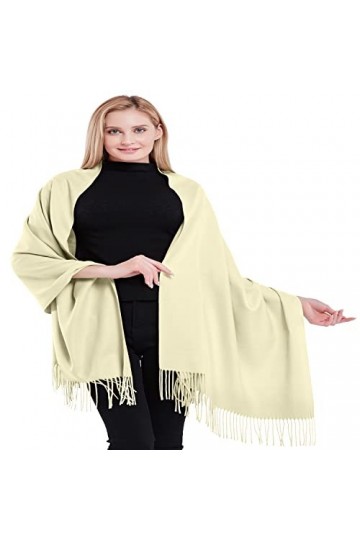 CJ Apparel 100% cachemire 2 plis écharpe secondes pashmina écharpe wrap étole fait à la main au Népal NOUVEAU, Beige clair, t