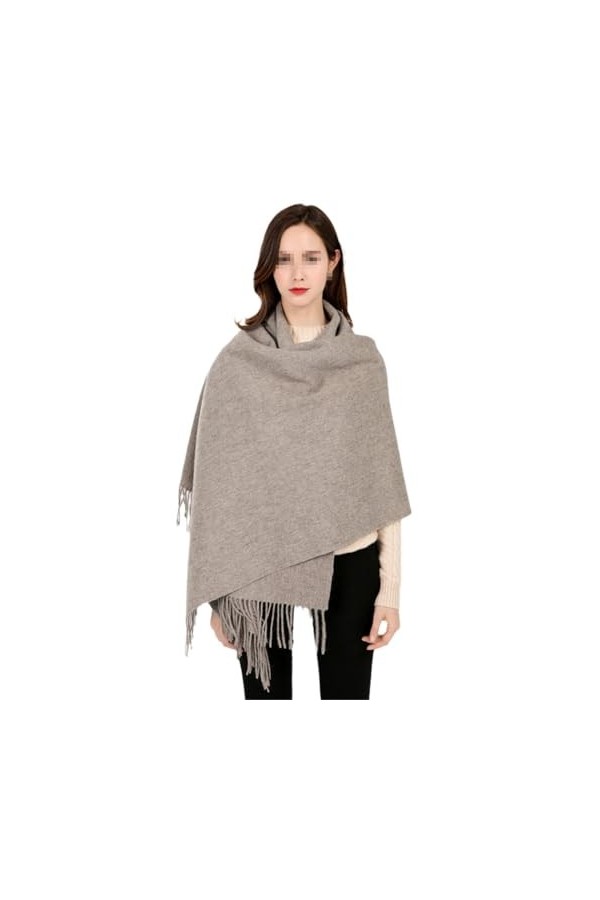 Dvbfufv Écharpe en laine épaisse pour femme - Pashmina chaude - Pour lhiver, Gris 9., taille unique