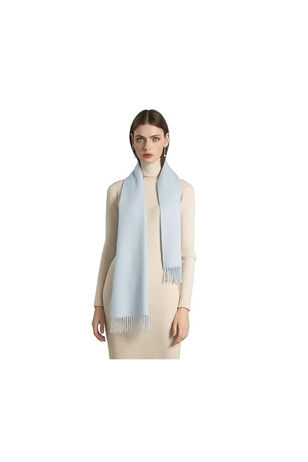 SEECOSY Écharpe pashmina 100 % pur cachemire - Écharpe classique chaude et douce, cadeau pour homme et femme, Bleu golf.