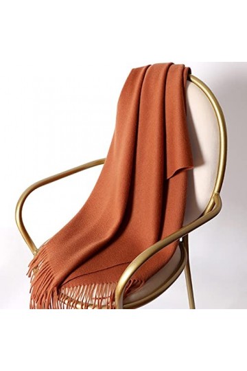 RFEGEF Femme Écharpe Pashmina,Dames Écharpes Et Châles Marron Rétro Mode Couleur Unie Gland en Cachemire Long Doux Écharpes d