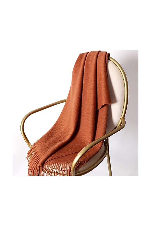 RFEGEF Femme Écharpe Pashmina,Dames Écharpes Et Châles Marron Rétro Mode Couleur Unie Gland en Cachemire Long Doux Écharpes d