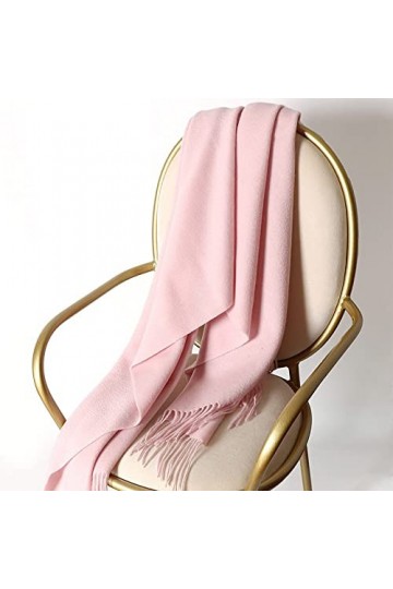 RFEGEF Femme Écharpe Pashmina,Dames Écharpes Et Châles Rose Clair Rétro Mode Couleur Unie Gland en Cachemire Long Doux Écharp