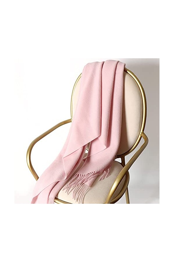 RFEGEF Femme Écharpe Pashmina,Dames Écharpes Et Châles Rose Clair Rétro Mode Couleur Unie Gland en Cachemire Long Doux Écharp