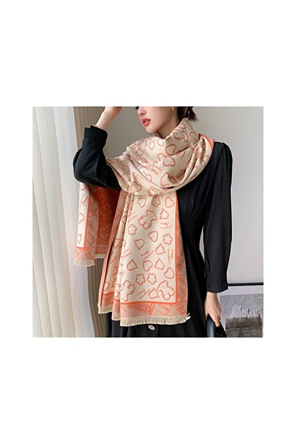 AGOUNOD Écharpe Écharpe Chaude Hiver for Femmes Pashmina châle enveloppe Mignonne imprimé Couverture col Femelle Bandana Col
