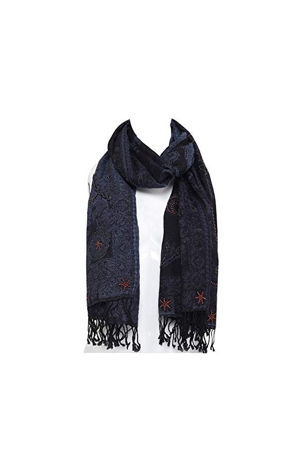 Casa Moro A903C40A Écharpe orientale XXL 40 A 70 x 180 cm 100% laine de qualité supérieure faite à la main Motif cachemire et