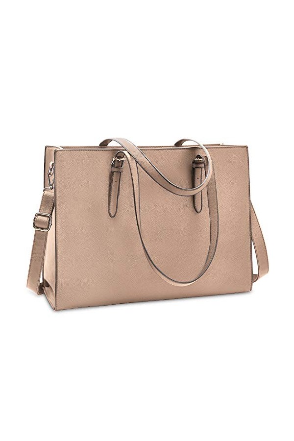 Sac Cabas Femmes Sac à Main en PU Cuir Grand Capacité Ordinateur Portable 15.6 Pouces Imperméable Sac de Cours Bandoulière Sa