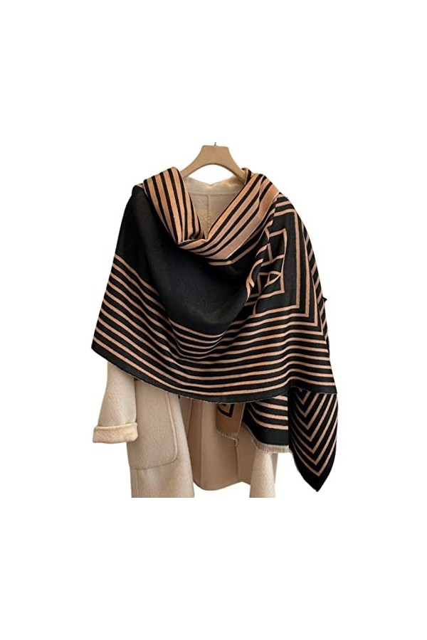 Bysonglezai Foulard Femme Echarpe Homme Châle Garder Au Chaud Imitation Cachemire Femmes Écharpe Châle Coréen Rayures Géométr