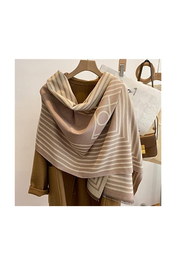 Bysonglezai Foulard Femme Echarpe Homme Châle Garder Au Chaud Imitation Cachemire Femmes Écharpe Châle Coréen Rayures Géométr
