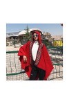 Écharpe à La Mode avec Poche Couverture Chaude Décharpes De Poncho dhiver pour Femmes Châles De Gland,Red1-150X130cm