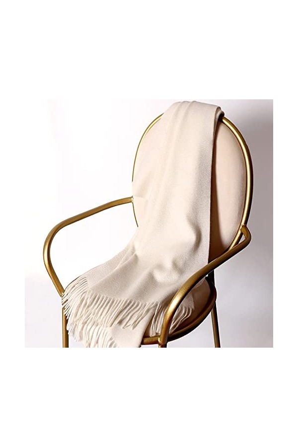 RFEGEF Echarpes Femme,Dames Écharpes Et Châles Beige Rétro Mode Couleur Unie Cachemire Gland Long Doux Foulards dhiver Grand