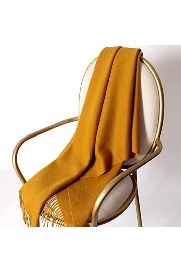 RFEGEF Echarpes Femme,Dames Écharpes Et Châles Curcuma Rétro Mode Couleur Unie Gland en Cachemire Long Doux Écharpes dhiver 