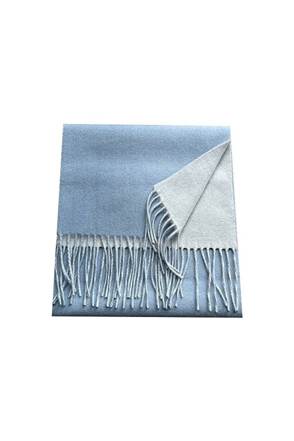 RFEGEF Echarpes Femme,Dames Écharpes Et Châles Rétro Mode Bleu Ciel Gland De Laine Longue Et Douce Écharpes dhiver Grand Cha