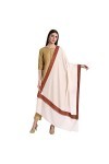 Kashmiri Indian Sozni Écharpe en laine pashmina brodée pour femme, Crème, Large