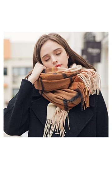 éCharpe De Mode Écharpe à carreaux for les femmes épaissir des châles de cachemire chauds chauds et enveloppements Pashmina H