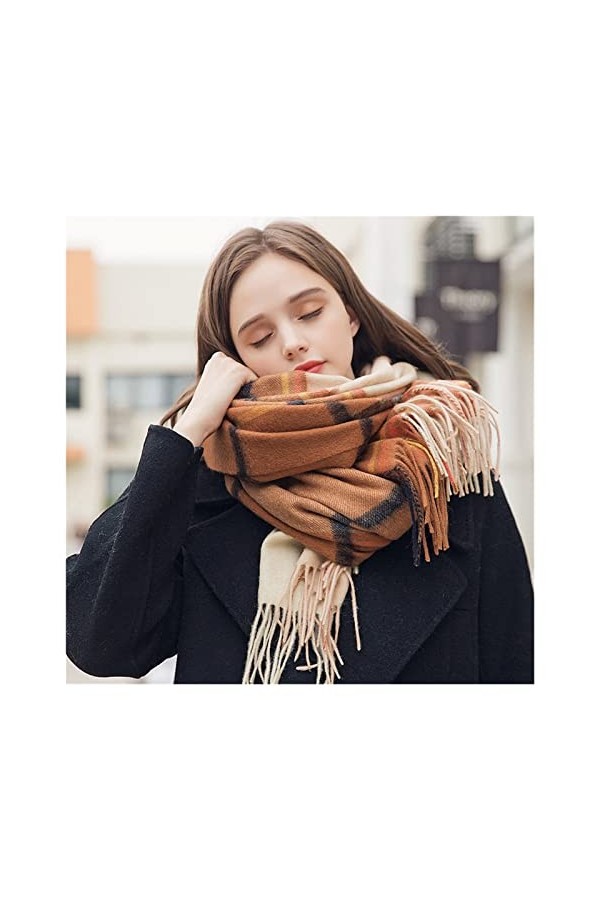 éCharpe De Mode Écharpe à carreaux for les femmes épaissir des châles de cachemire chauds chauds et enveloppements Pashmina H