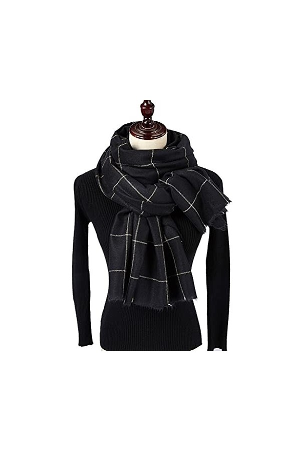 HLDETH Hiver Solider Couleur Tricot De Mode Écharpe À Carreaux Pour Femmes Dames Cachemire Pashmina Écharpe Longue Écharpe Pl