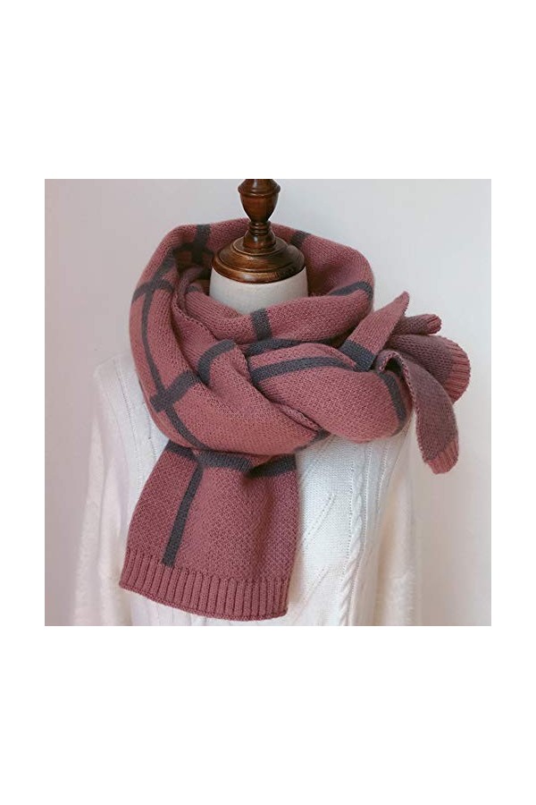 GCC Écharpe à Carreaux Rétro dhiver pour Femme,ÉCharpe en Laine épaisse Double Face ÉCharpe Châle Couple Sauvage Blue-200 * 