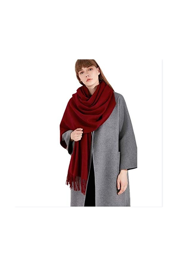 Femmes en Cachemire Écharpe Châle Et Enveloppements Chauds dhiver Plus Doux Plus Épais Foulards De Couleur Solide pour Les F