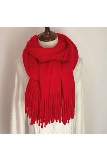 ÉCharpe épaisse De Tricot De Couleur Unie,Douce Coton Carreaux Foulard - Chaude Grand Ecossaise Écharpe Chale Stole pour Auto