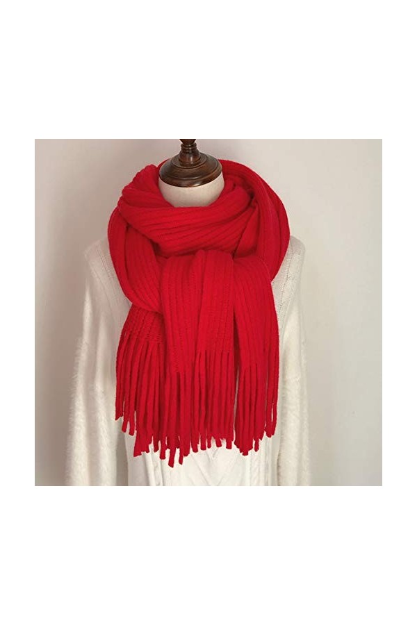 ÉCharpe épaisse De Tricot De Couleur Unie,Douce Coton Carreaux Foulard - Chaude Grand Ecossaise Écharpe Chale Stole pour Auto