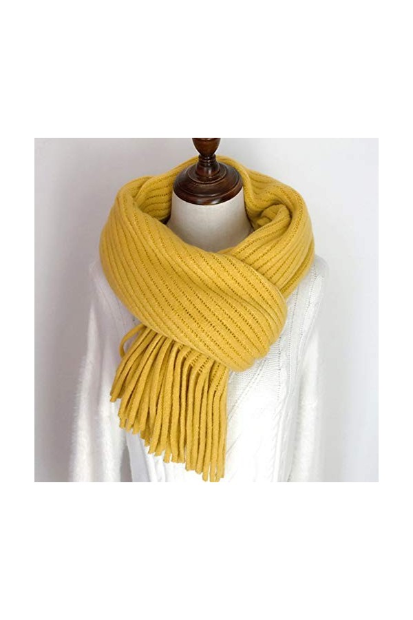 ÉCharpe épaisse De Tricot De Couleur Unie,Douce Coton Carreaux Foulard - Chaude Grand Ecossaise Écharpe Chale Stole pour Auto