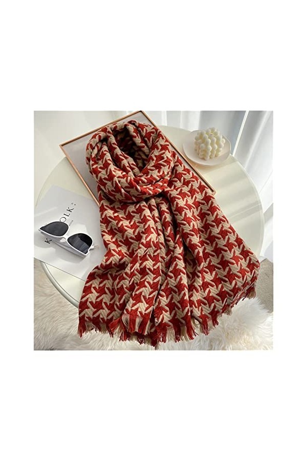 Écharpe Couverture Tricotée pour Femme Écharpe dhiver Chaude Cosy Cachemire Wrap Surdimensionné Châle Cape Gland Foulards Fo
