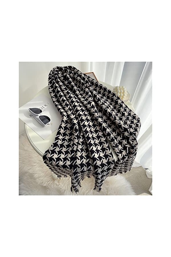 Écharpe Couverture Tricotée pour Femme Écharpe dhiver Chaude Cosy Cachemire Wrap Surdimensionné Châle Cape Gland Foulards Fo