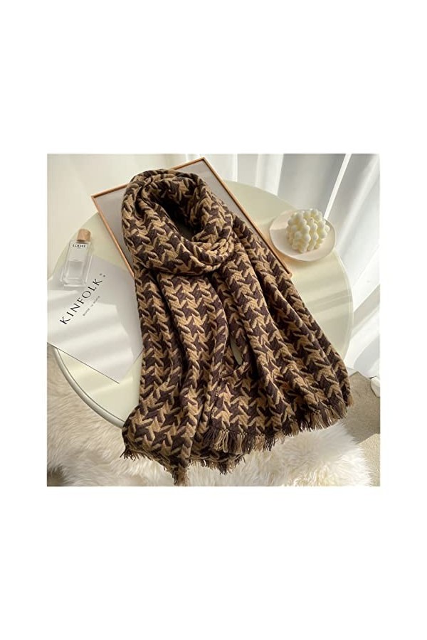 Écharpe Couverture Tricotée pour Femme Écharpe dhiver Chaude Cosy Cachemire Wrap Surdimensionné Châle Cape Gland Foulards Fo