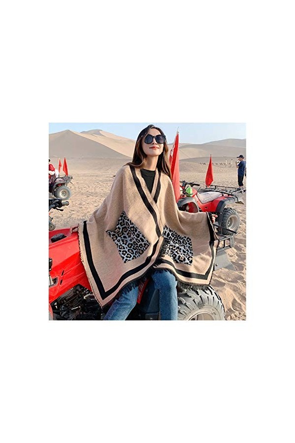 Écharpe à La Mode Couverture Chaude Décharpes De Poncho dhiver pour Femmes Châles De Gland avec Poche,Yellow9-150X130cm