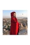 Écharpe à La Mode avec Poche Couverture Chaude Décharpes De Poncho dhiver pour Femmes Châles De Gland,Red1-150X130cm