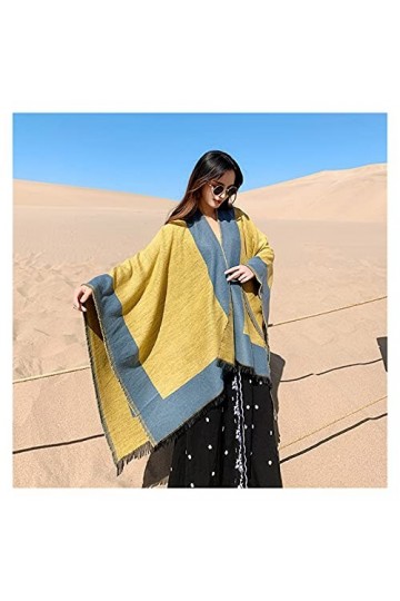 ZZLLFF Écharpe Femmes Wein Wear Couleur Correspondance Split Châle Imitation Cachemire Tassel Épais Caprok Tour Chaud Caporia