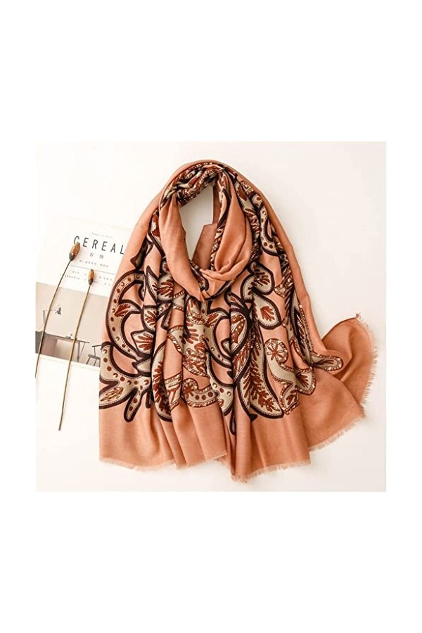 MIHOTA Châle ÉcharpeFloral Viscose Châle Écharpe Lady Shimmer Wrap Pashmina Snood 180 * 90Cm Color : A, Size : 180cm*90cm 